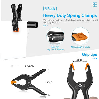EMART 스튜디오 배경 스탠드 키트 8.5x10 FT 10x12FT 폴리에스터 EM-BS8510-1012WTBK 5번 사진