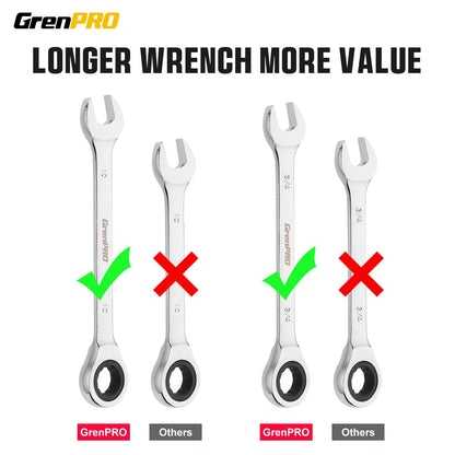 GRENPRO 라쳇 콤비네이션 렌치 세트 72기어 CR-V 23종 SAE Metric 롤업 파우치 6번 사진