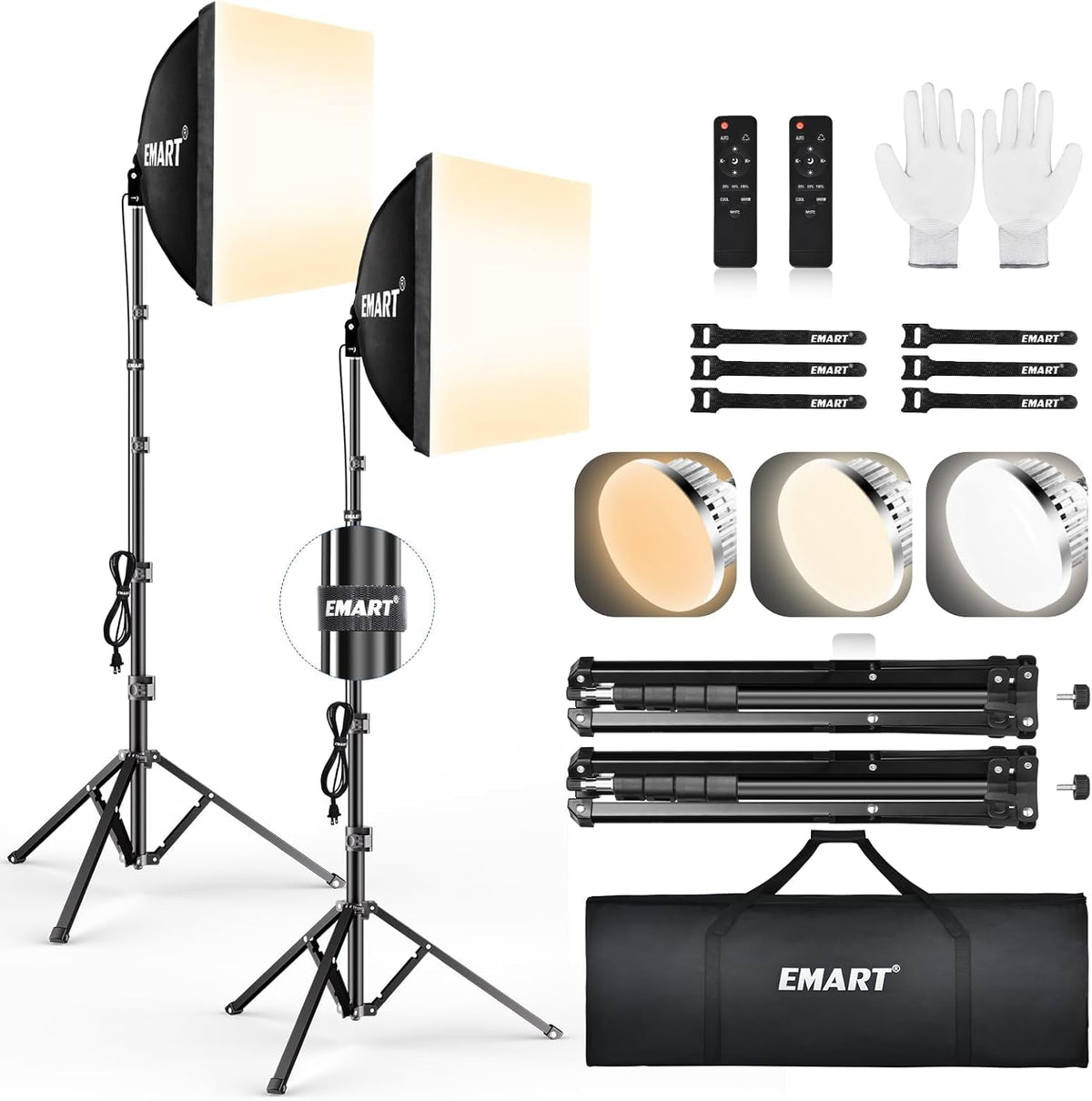 EMART 소프트박스 조명 키트 EM-SBK1616-2BR 85W·135W 16인치 x 16인치 2팩 1번 사진