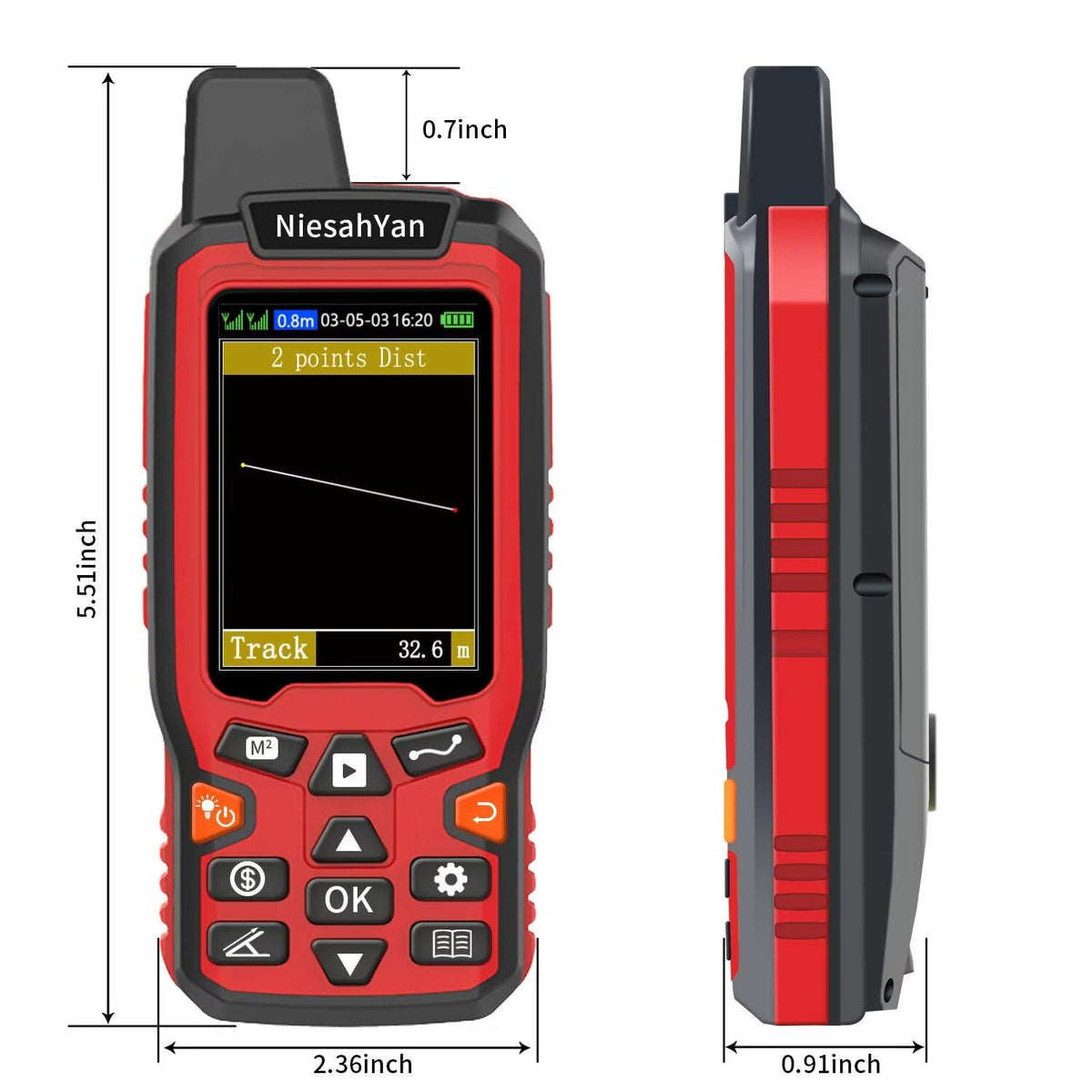 NiesahYan ZL180 휴대용 GPS 측량기 고정밀 면적 거리 측정 4in1 9번 사진