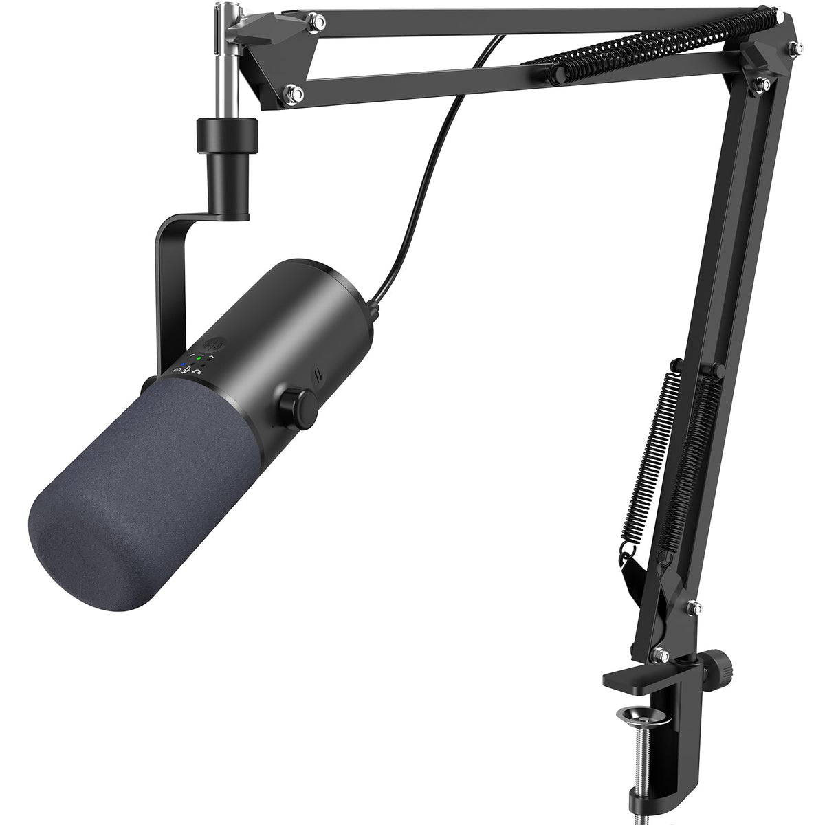 TONOR E7 다이내믹 팟캐스트 마이크 키트 XLR/USB 단일지향성 AI 소음 제거 탭 음소거 헤드폰 단자 12번 사진