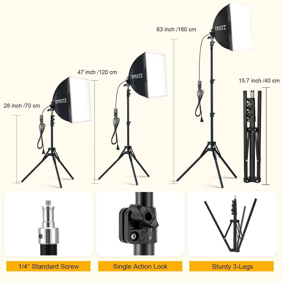 mmcrz S02 16인치 x 16인치 소프트박스 조명 키트 85W 2700-6500K 4번 사진