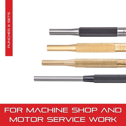 Starrett 엑스트라 롱 황동 드라이브 핀 펀치 세트 너얼드 그립 파우치 4번 사진