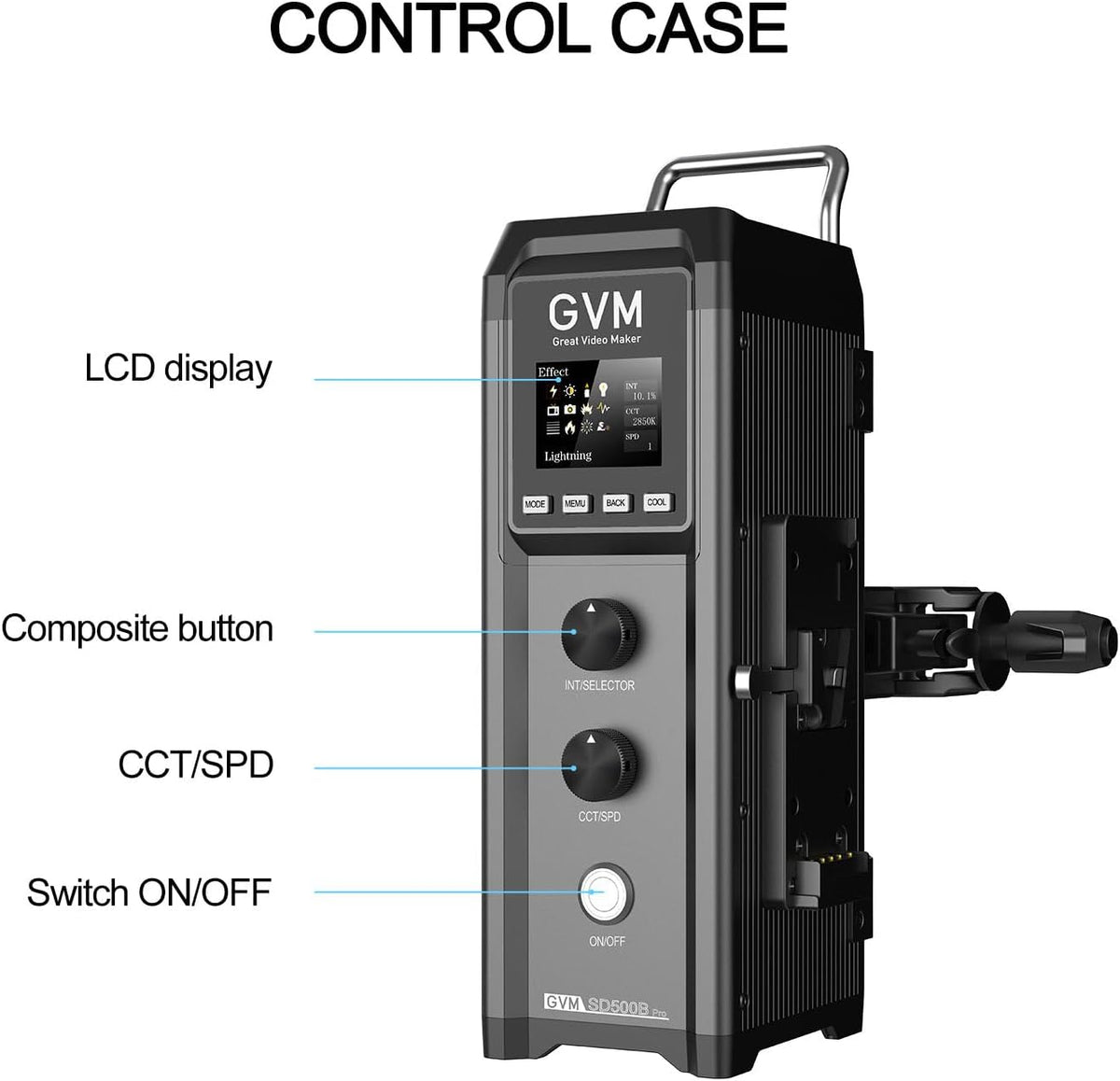 GVM Great Video Maker Pro SD500B 500W LED 비디오 라이트 61600lux/1m 2700-6800K 5번 사진