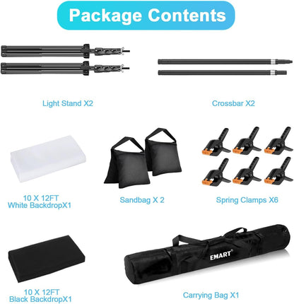 EMART 스튜디오 배경 스탠드 키트 8.5x10 FT 10x12FT 폴리에스터 EM-BS8510-1012WTBK 7번 사진