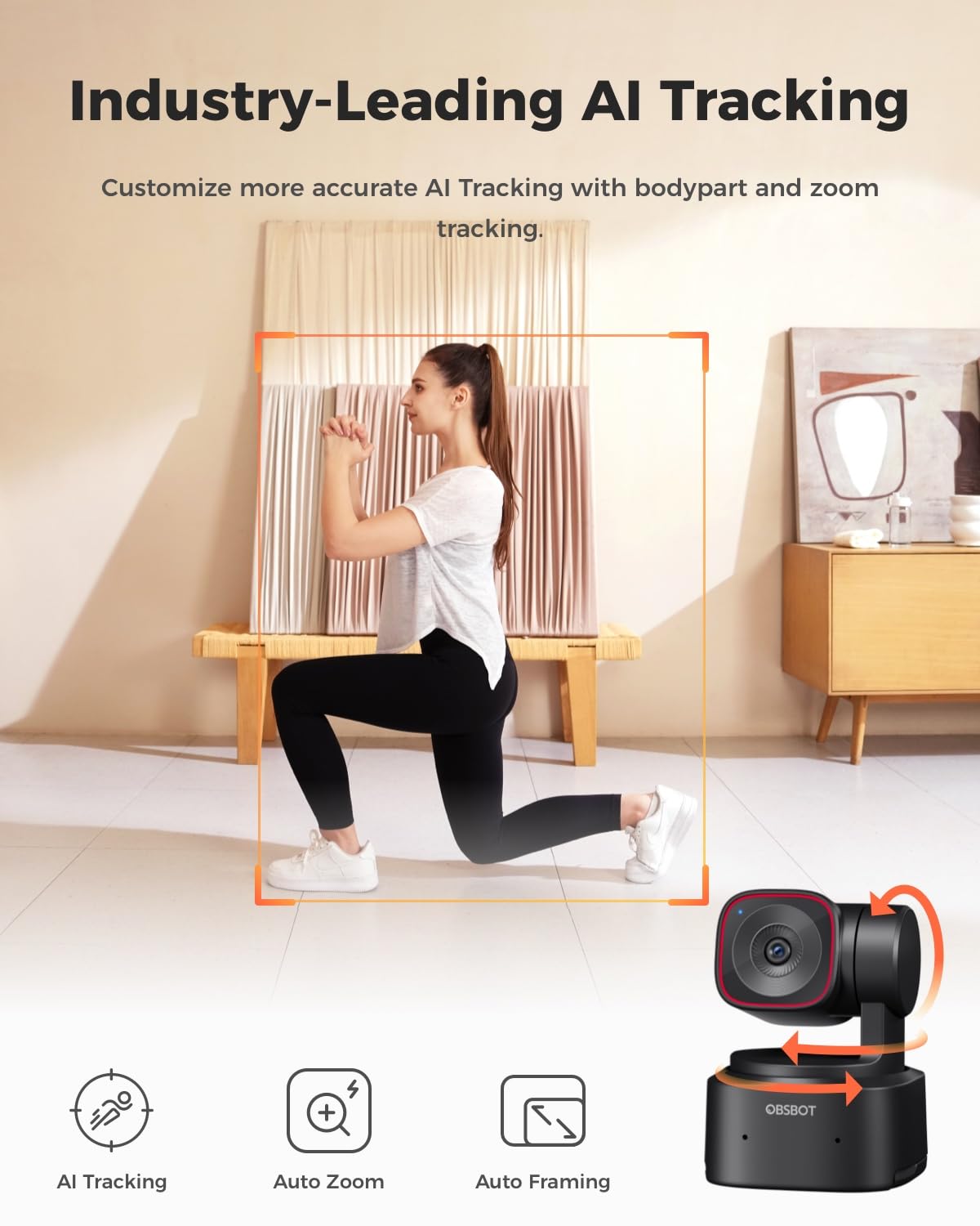OBSBOT Tiny 2 Lite 4K AI 트래킹 PTZ 웹캠 회의 교육용 4번 사진