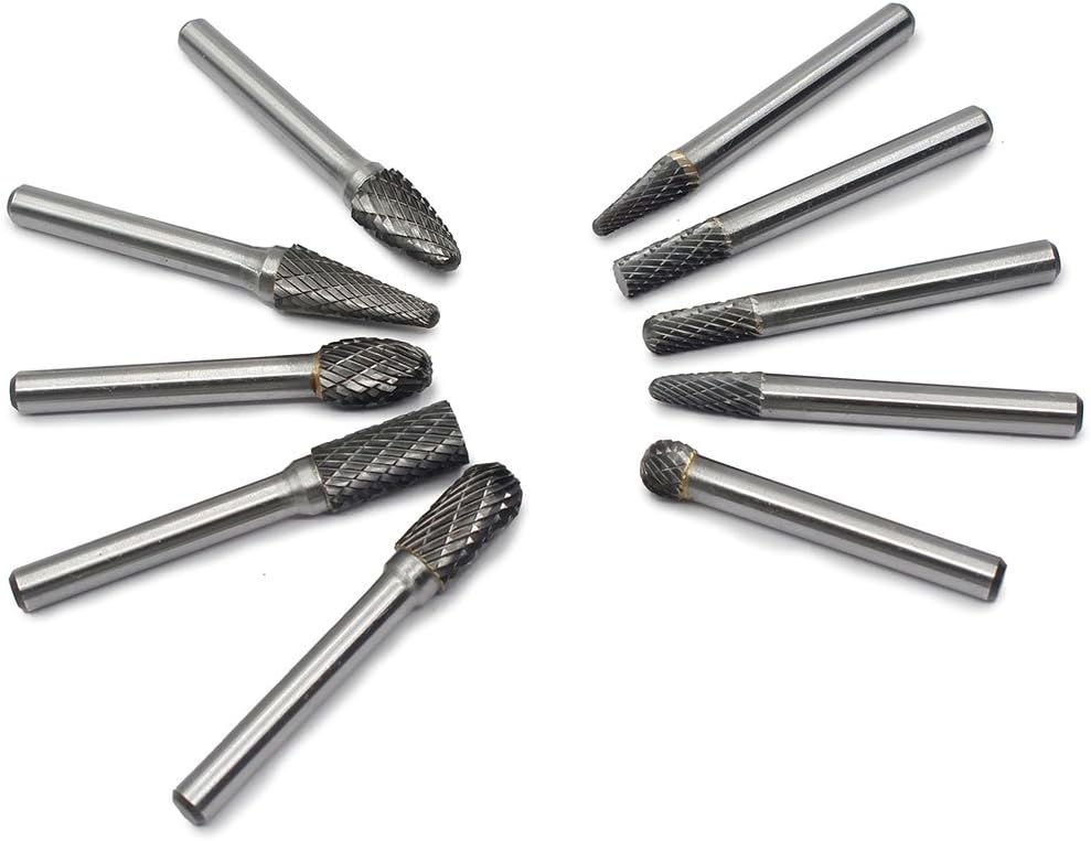JESTUOUS 카바이드 버 1/4인치 샹크 더블컷 10pcs 7번 사진