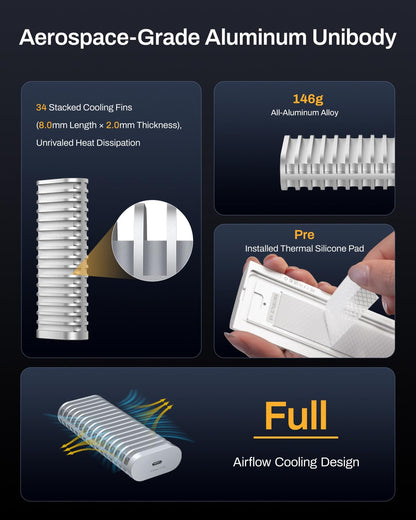 TERRAMASTER M.2 NVMe SSD 외장 케이스 알루미늄 USB Type-C D1 SSD Plus 4/3.2/3.1/3.0/2.0 2번 사진