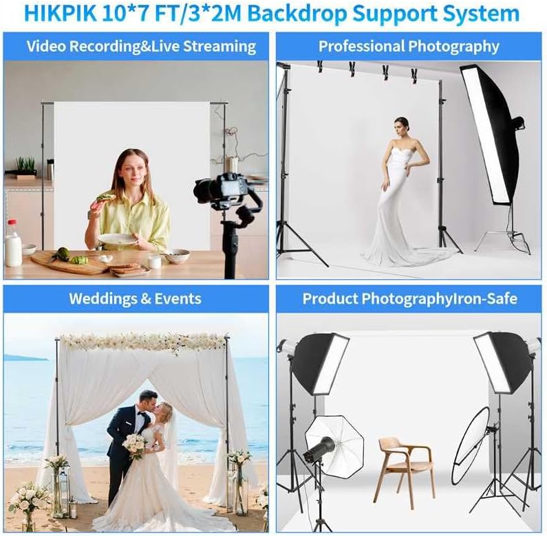 Hikpik 스튜디오 배경 삼각대 키트 10 x 7 FT 6번 사진