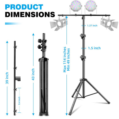 GZGDLJQ 스테인리스 DJ 라이트 스탠드 T-Bar 삼각대 49-114 Inch 130 lbs 3번 사진