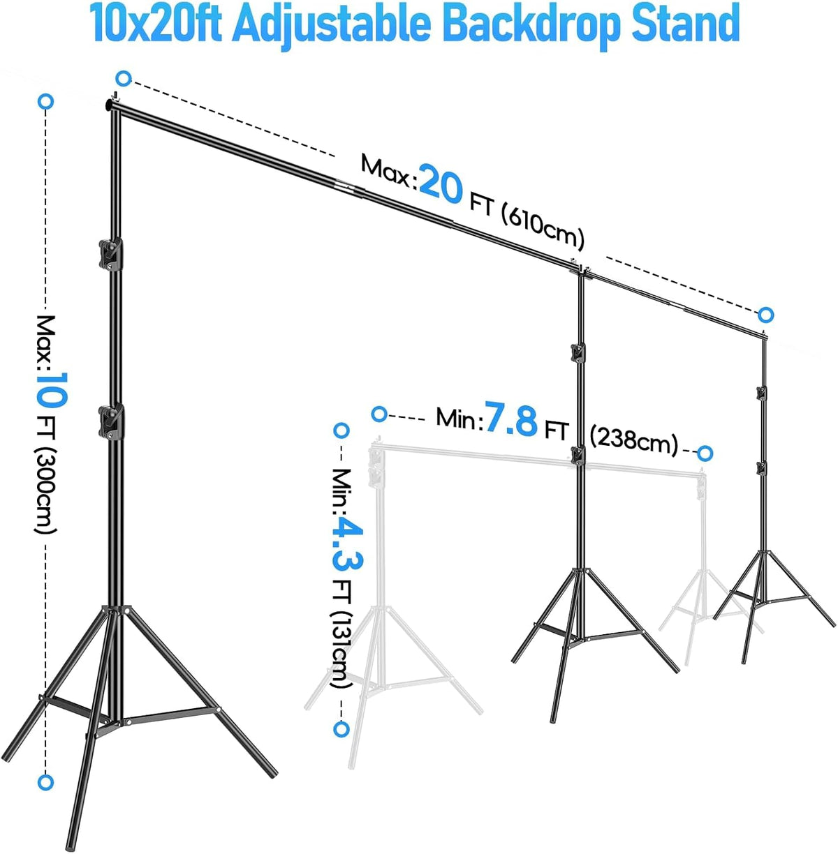 EMART 스튜디오 배경 스탠드 10x20ft 헤비듀티 사진 촬영용 300도 회전 커넥터 3번 사진