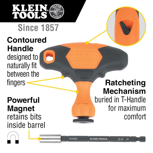 KLEIN TOOLS 33804 교체형 라체팅 T-핸들 세트 23피스 2번 사진