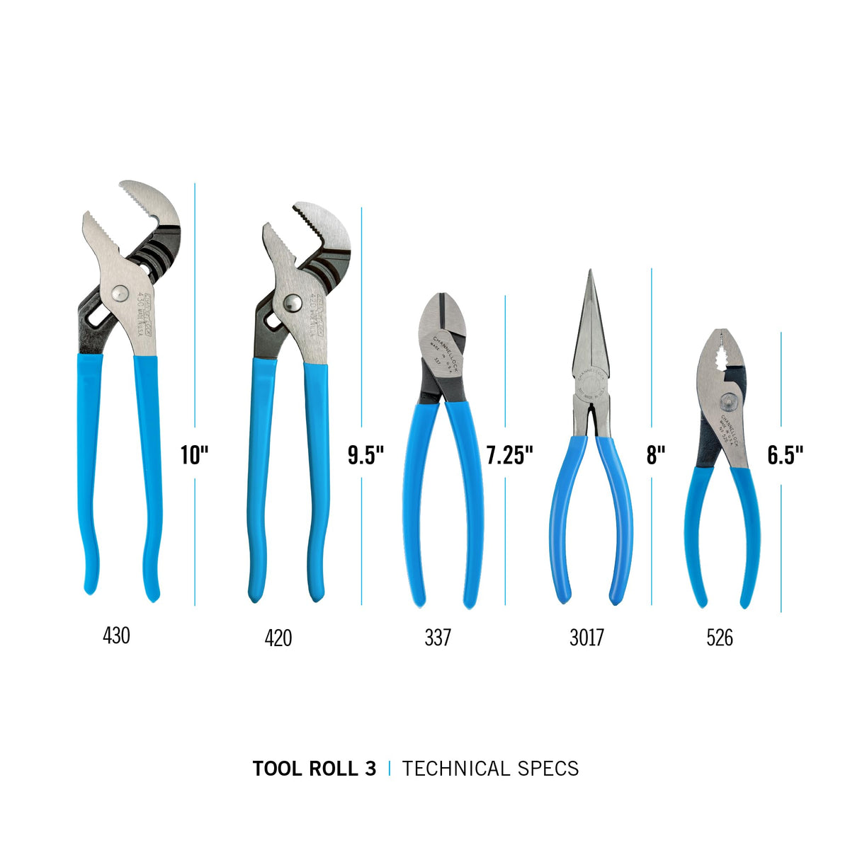 Channellock 플라이어 세트 TOOL ROLL-3 5종 9.5인치 10인치 텅앤그루브 2번 사진