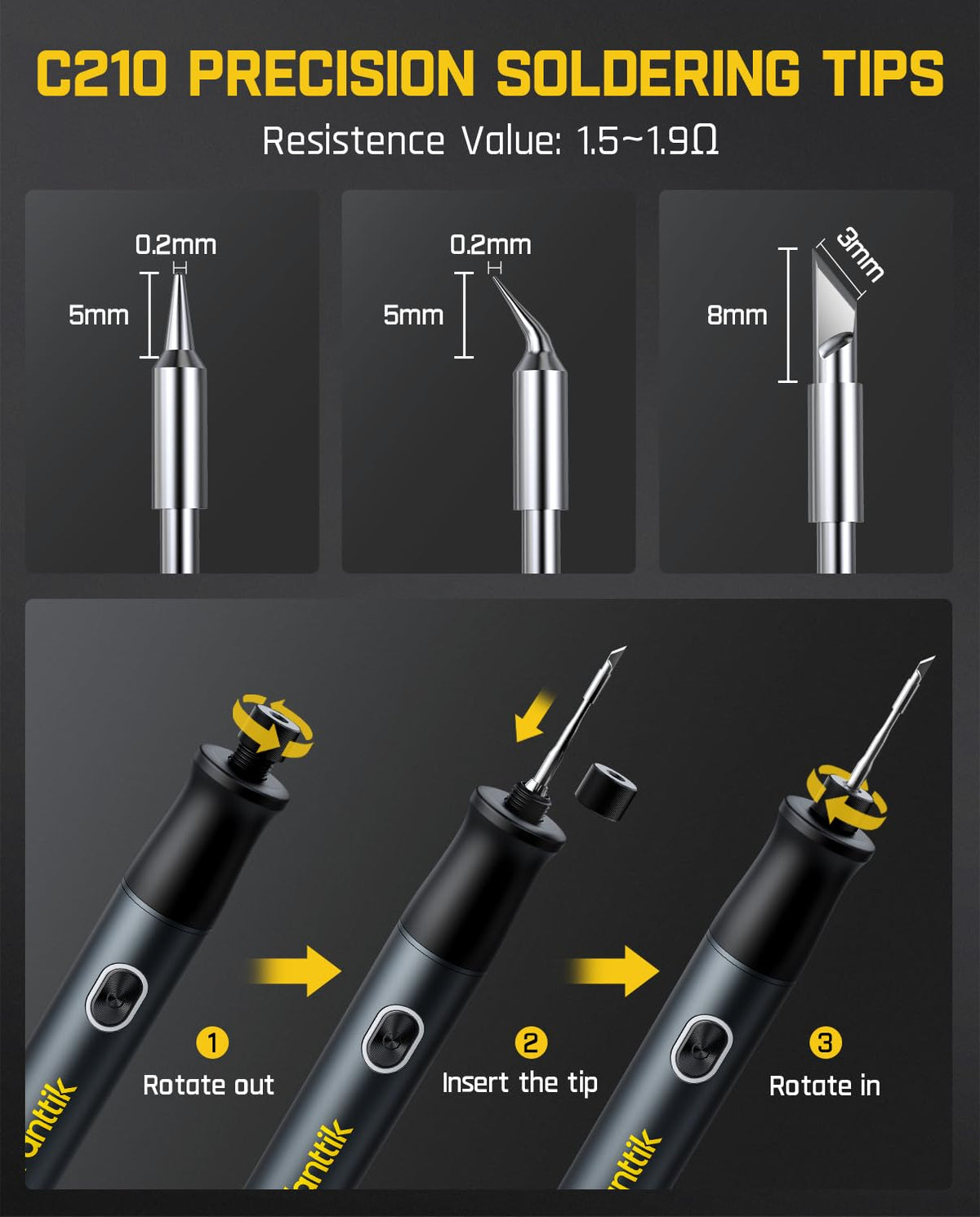 Fanttik T1 Max 무선 납땜 인두기 키트 2600mAh C210팁 4번 사진