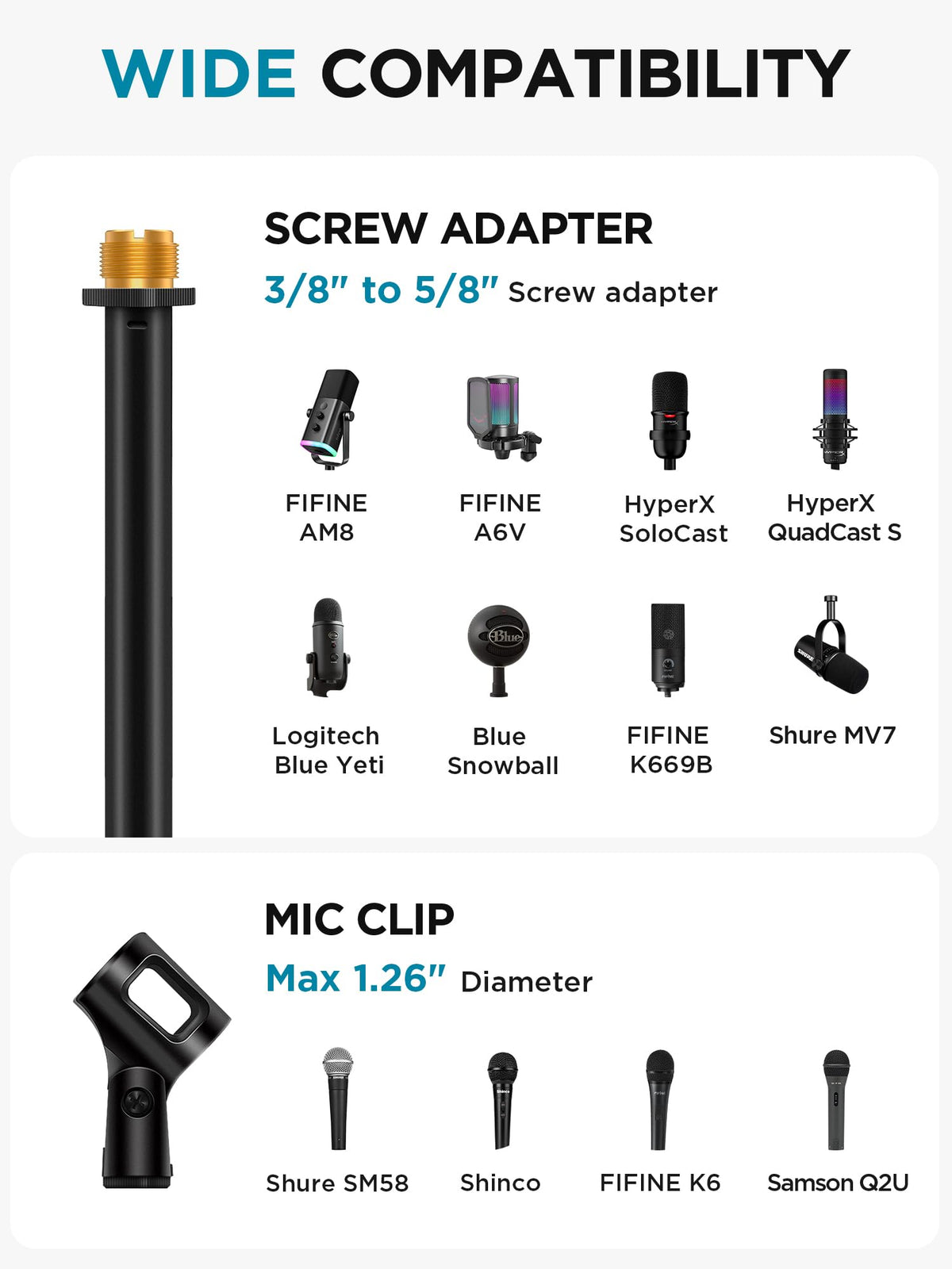 InnoGear 마이크 스탠드 플로어 디태처블 붐 암 가중 원형 베이스 SM58 Q2U K669B 6번 사진