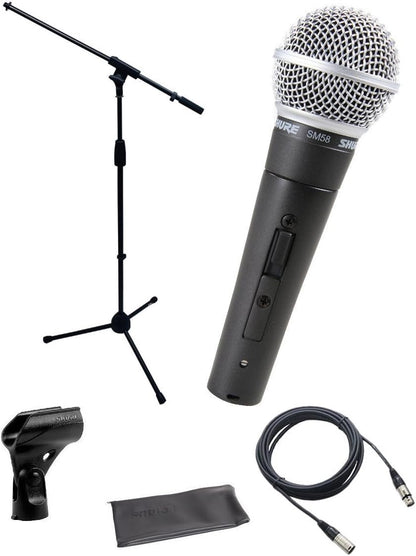 Shure SM58S 핸드헬드 마이크 번들 SM58-S 온오프 스위치 클립 파우치 삼각대 스탠드 XLR 케이블 1번 사진