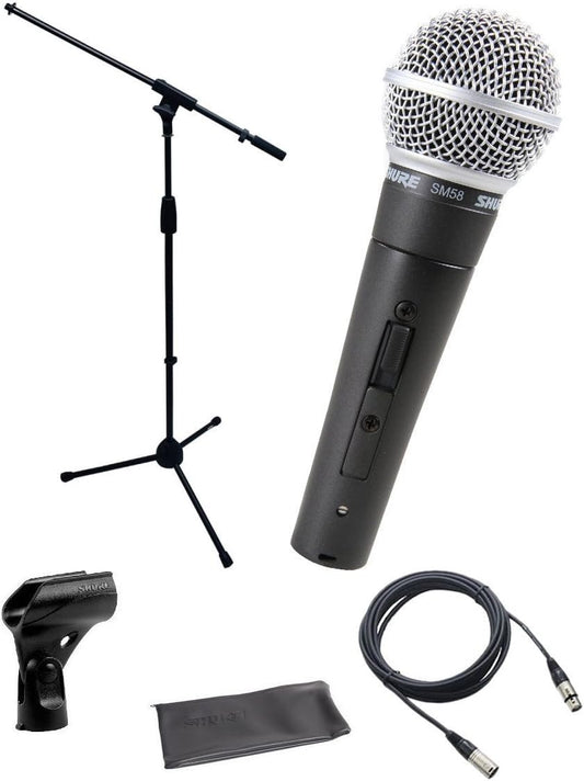Shure SM58S 핸드헬드 마이크 번들 SM58-S 온오프 스위치 클립 파우치 삼각대 스탠드 XLR 케이블 1번 사진