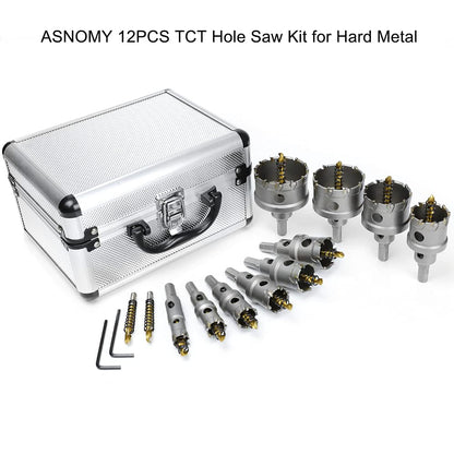 ASNOMY TCT 홀쏘 키트 12PCS 하드메탈 스테인리스 철판용 2번 사진