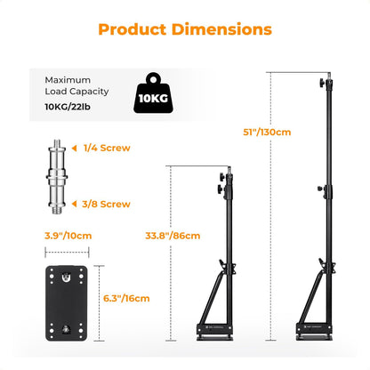 K&F CONCEPT 붐 스탠드 KF34.048U 51인치 180도 회전 삼각 붐암 벽걸이 풀메탈 10kg 4번 사진