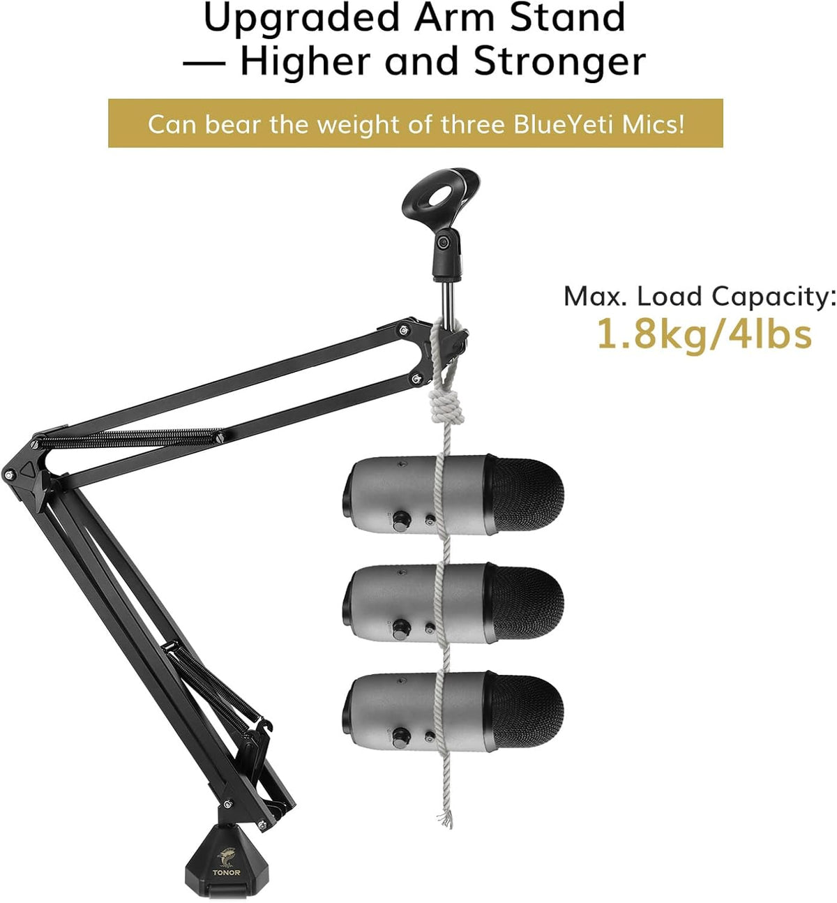 TONOR 마이크 붐 스탠드 940mm 360도 회전 2kg 하중 T30 스틸 3번 사진