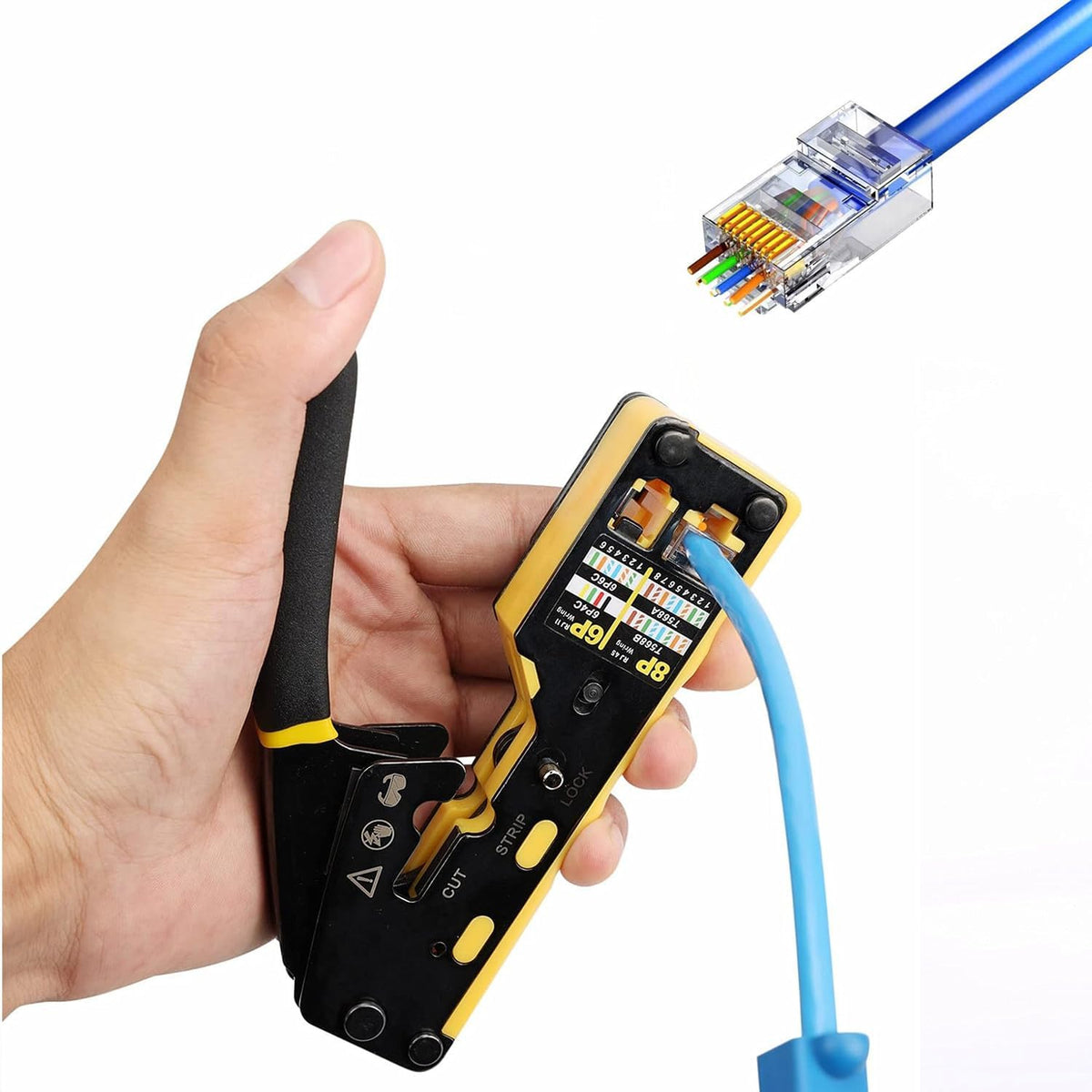 Dasxskj 관통형 RJ45 압착 공구 키트 Cat6 Cat5 랜선용 3번 사진