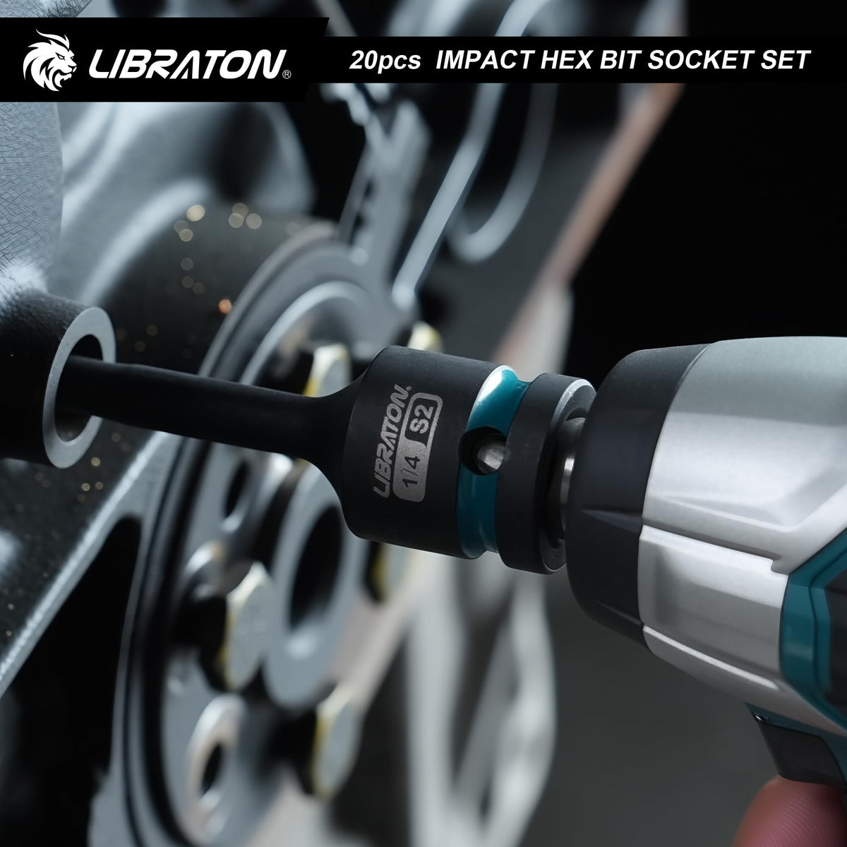LIBRATON 임팩트 육각 비트 소켓 세트 1/2인치 드라이브 S2 강 미터·SAE 20피스 9번 사진