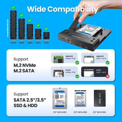 GRAUGEAR M.2 NVMe SATA SSD HDD 하드 드라이브 도킹 스테이션 클로너 독 4번 사진
