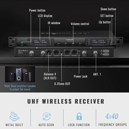 Phenyx Pro PTU-7000-4H 4채널 UHF 무선 마이크 시스템 2번 사진