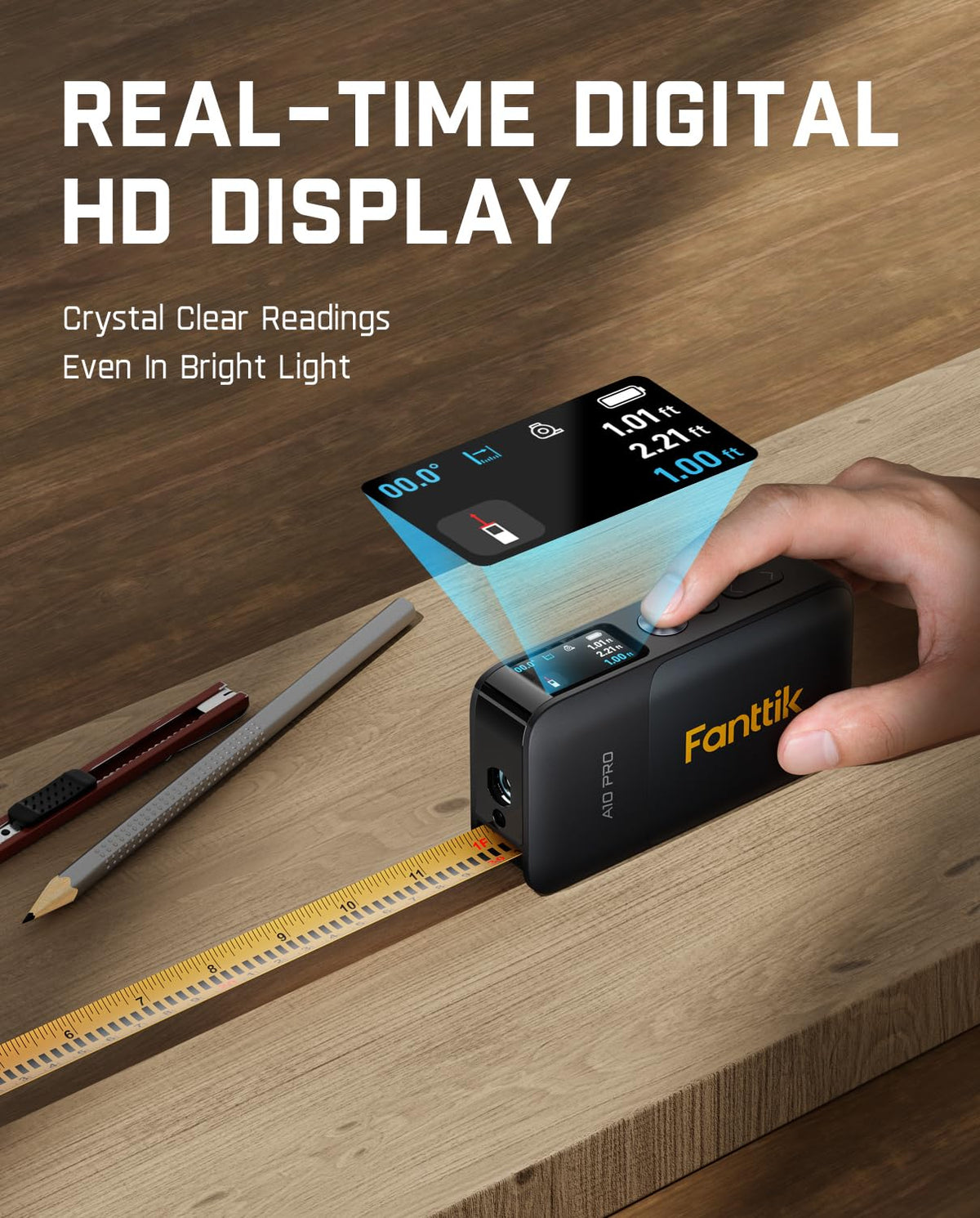 Fanttik A10 Pro 2-in-1 디지털 레이저 줄자 165 ft 9.8 ft 3번 사진