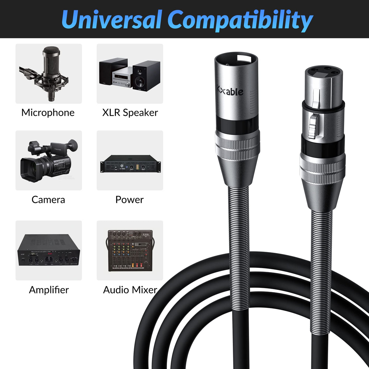 Kxable XLR 마이크 케이블 22AWG 순동선 고밀도 구리 브레이드 차폐 7번 사진