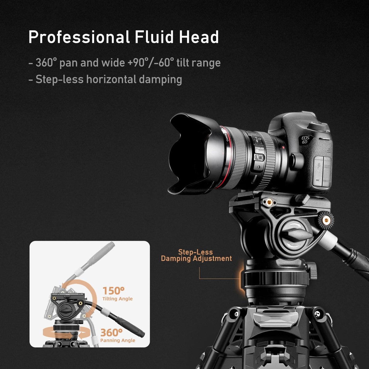 Cayer FA310H 알루미늄 비디오 삼각대 K10 플루이드 헤드 22 Lb 2번 사진