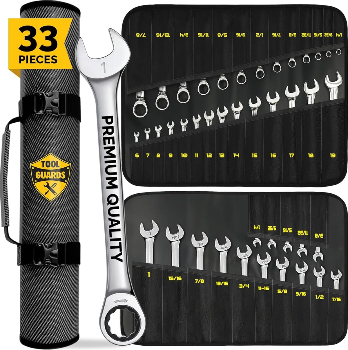 TOOLGUARDS 슬림 프로파일 라쳇 렌치 크롬 바나듐강 자동차 수리 배관용 1번 사진