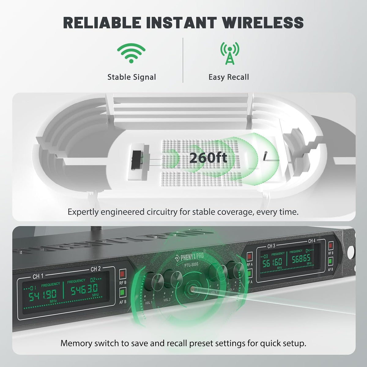 Phenyx Pro 4채널 UHF 무선 마이크 시스템 PTU-5000-4H 4-Ch 5번 사진