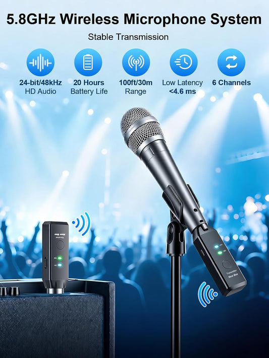 New Bee 5.8GHz 무선 XLR 송수신기 다이나믹 마이크 48V 콘덴서 2번 사진