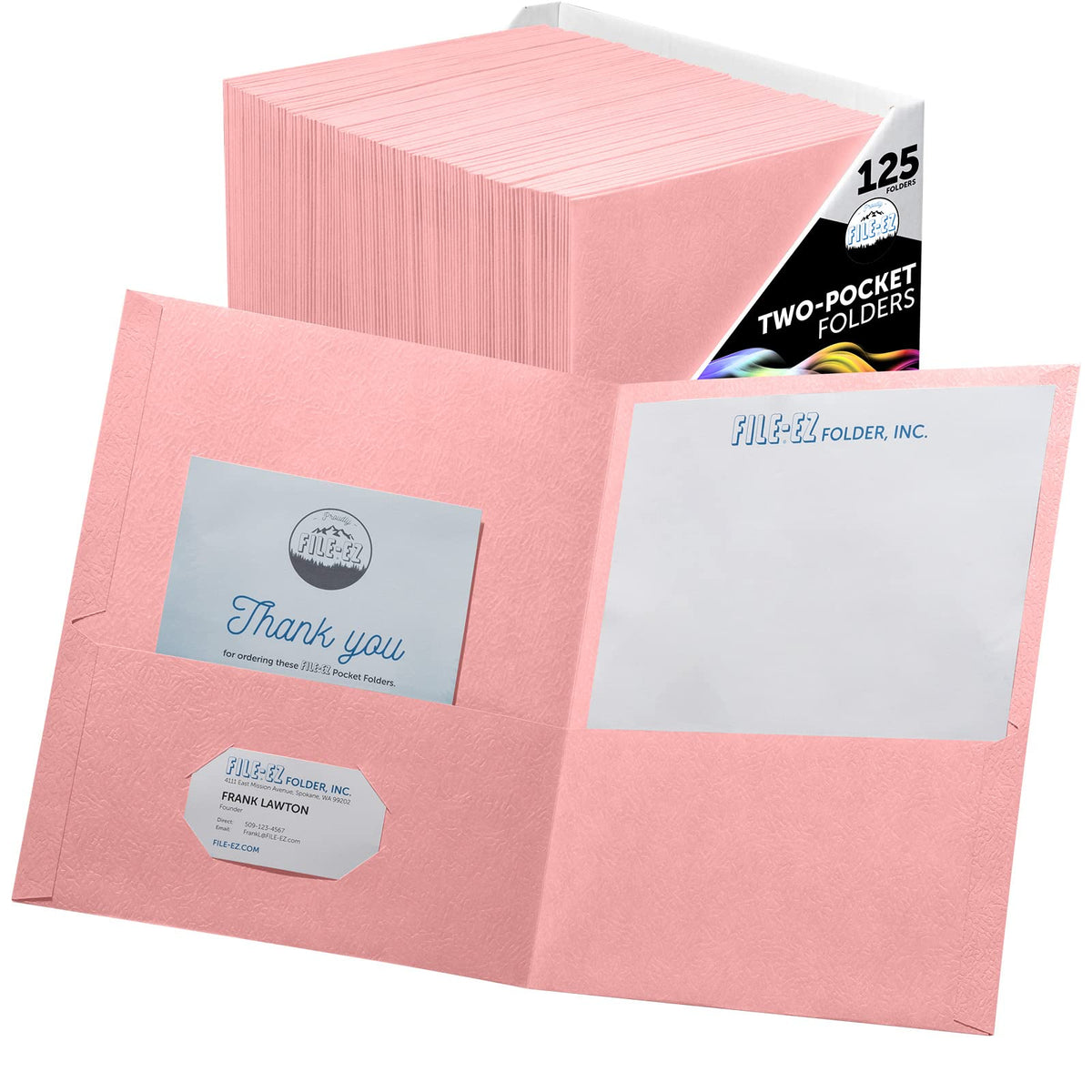 FILE-EZ 투포켓 폴더 다양한 색상 125개 텍스처드 페이퍼 레터 사이즈 8 1/2 x 11 인치 EZ-32400