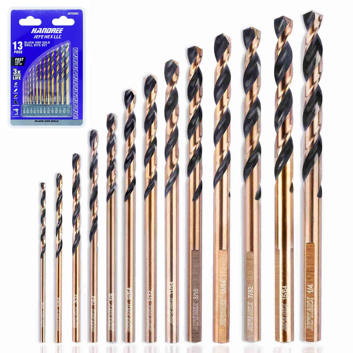 JEFE HEX 3-Flat 드릴 비트 세트 13pcs 11번 사진