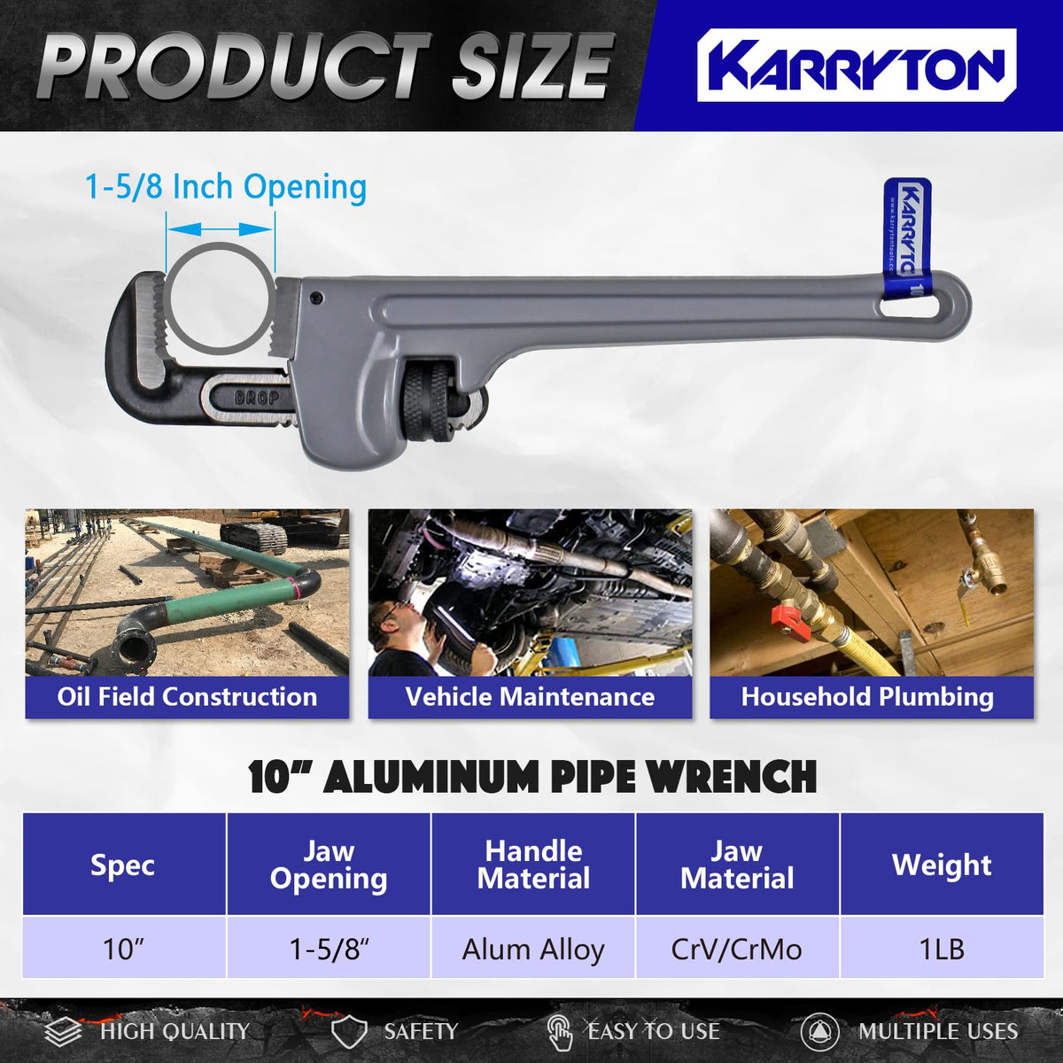 KARRYTON 알루미늄 오프셋 파이프 렌치 세트 CR-V 스틸 CR-V 2번 사진