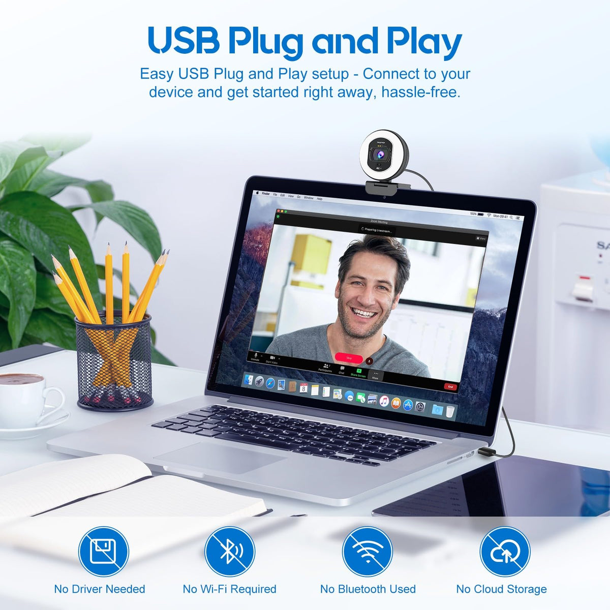 Galyimage 4K 웹캠 PDAF 오토포커스 내장 마이크 7번 사진