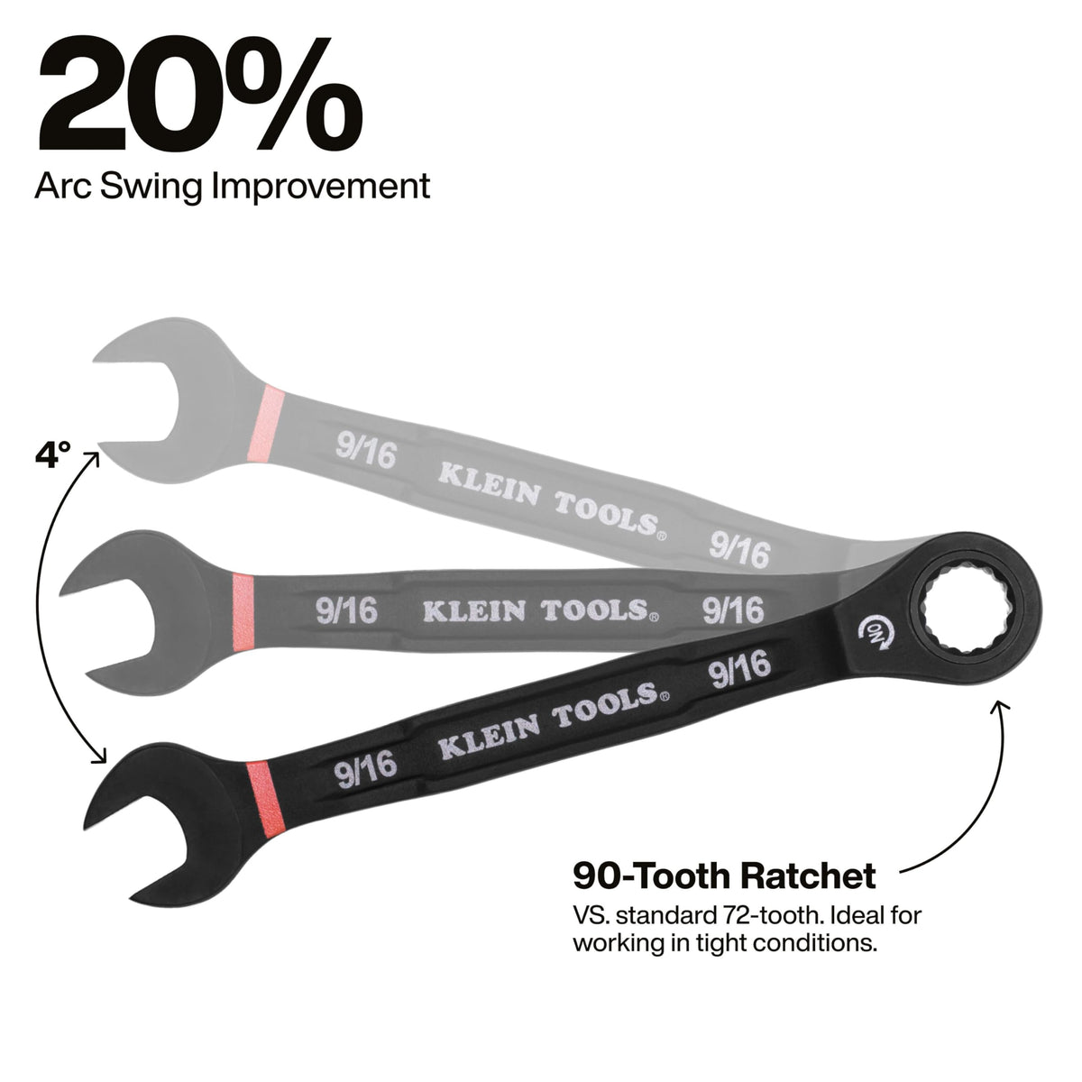 KLEIN TOOLS 라체팅 콤비네이션 렌치 세트 SAE 8피스 69408G 3번 사진