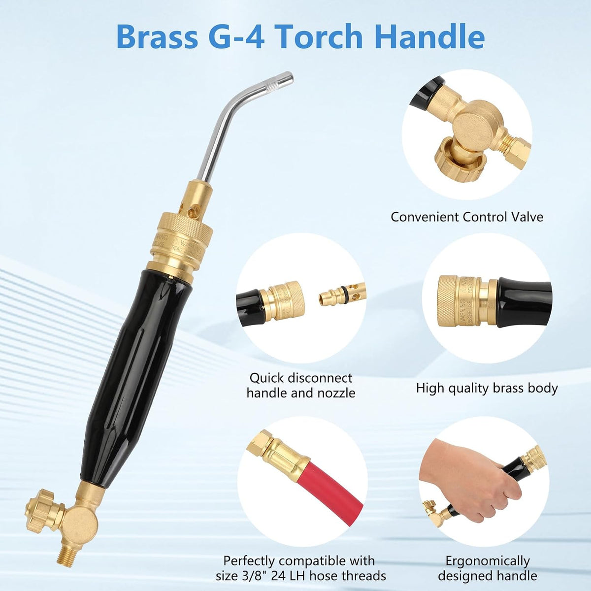 Znnam 에어 아세틸렌 토치 키트 11pcs CGA 200 Regulator G-4 Handle AH-12 A-3 4번 사진