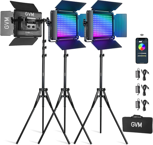 GVM Great Video Maker 680RS RGB LED 비디오 라이트 50W 3개 세트 1번 사진