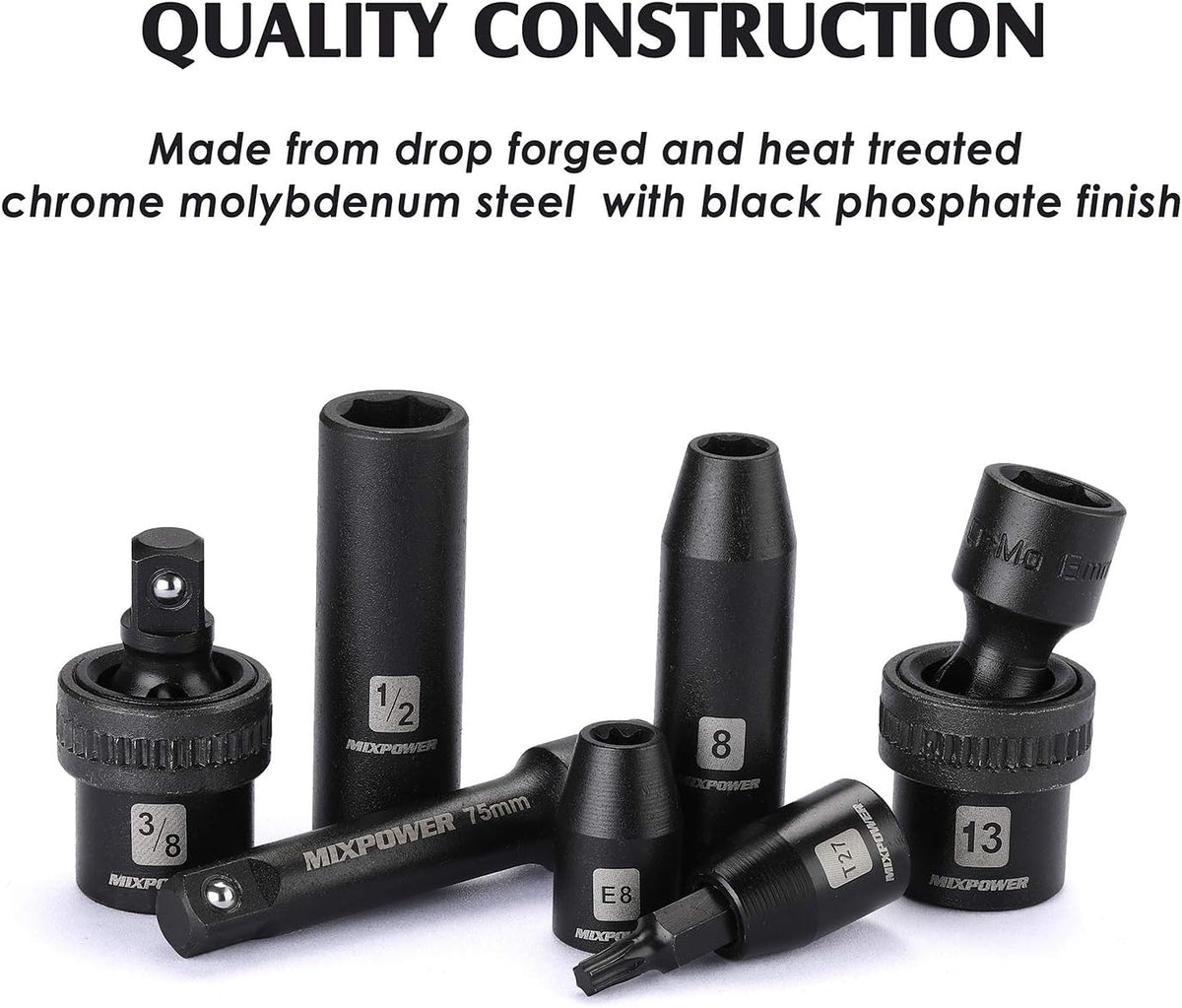 MIXPOWER MT029 소켓 렌치 세트 87pcs 3/8인치 CR-MO 딥 스탠다드 SAE 메트릭 8번 사진
