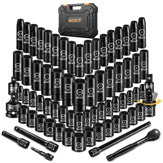 BOEN 1/2" 드라이브 임팩트 소켓 세트 72피스 SAE Metric 1번 사진