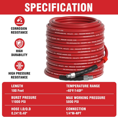 Zebra Clean 하수구 청소 젯터 키트 100FT 5800PSI 고압 세척기 호스 1/4 인치 NPT 노즐 세트 7번 사진