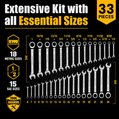 TOOLGUARDS 슬림 프로파일 라쳇 렌치 크롬 바나듐강 자동차 수리 배관용 2번 사진