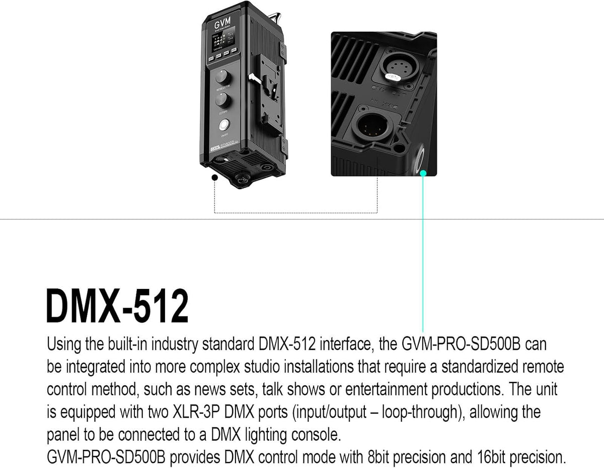 GVM Great Video Maker Pro SD500B 500W LED 비디오 라이트 61600lux/1m 2700-6800K 6번 사진