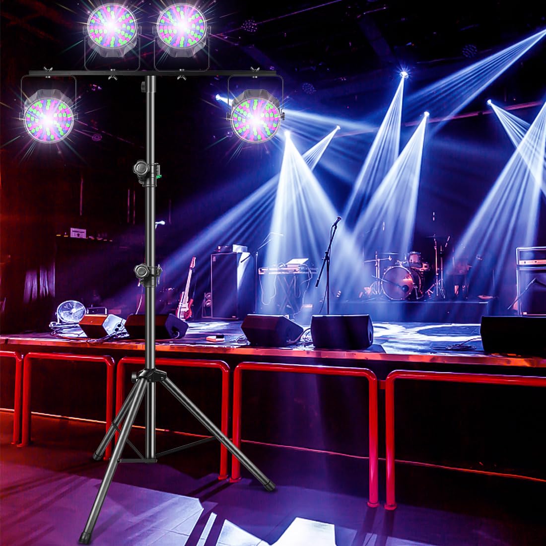GZGDLJQ 스테인리스 DJ 라이트 스탠드 T-Bar 삼각대 49-114 Inch 130 lbs 8번 사진