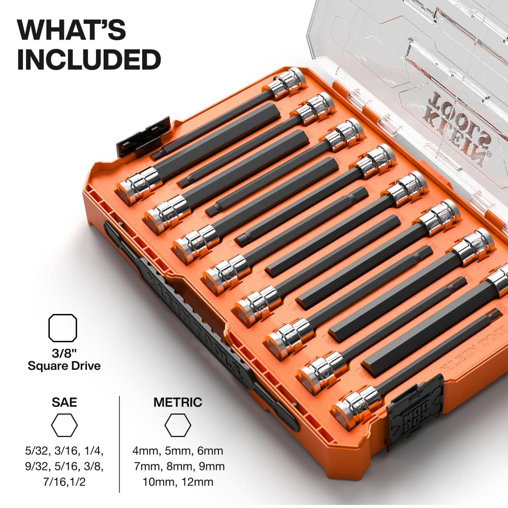 KLEIN TOOLS 652216HEXL 롱 육각 비트 소켓 세트 16피스 2번 사진