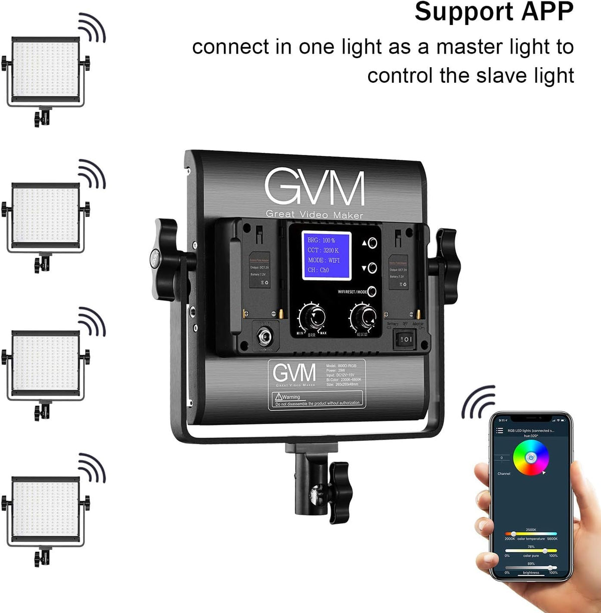 GVM Great Video Maker 800D RGB 비디오 조명 삼각대 7번 사진
