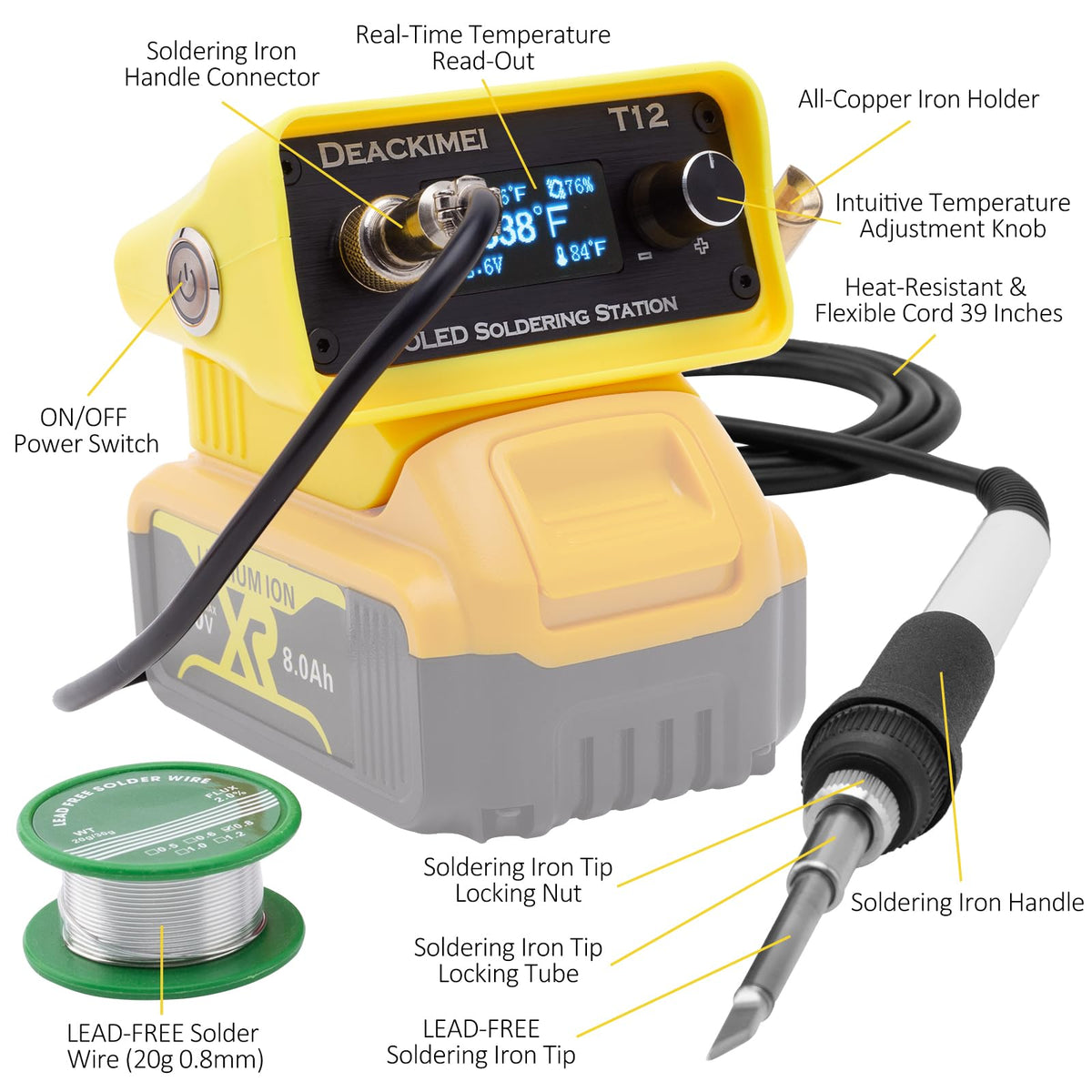 Deackimei 무선 납땜 인두 스테이션 Dewalt 20V Max 호환 2번 사진